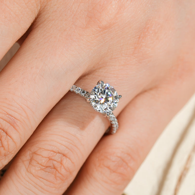 2 Carat Round Cut Moissanite Ring for Mom | 925 Silver Jewelry Gift