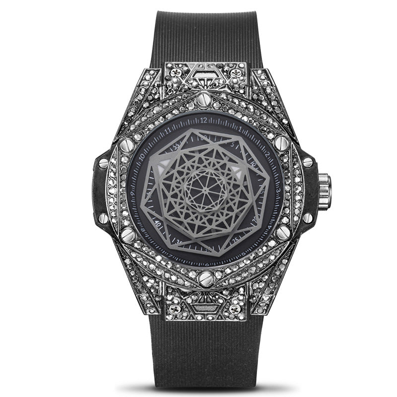 Luxury Sport Watches Waterproof Automatic Mechanical Wristwatch Y2K Black Diamond-look like