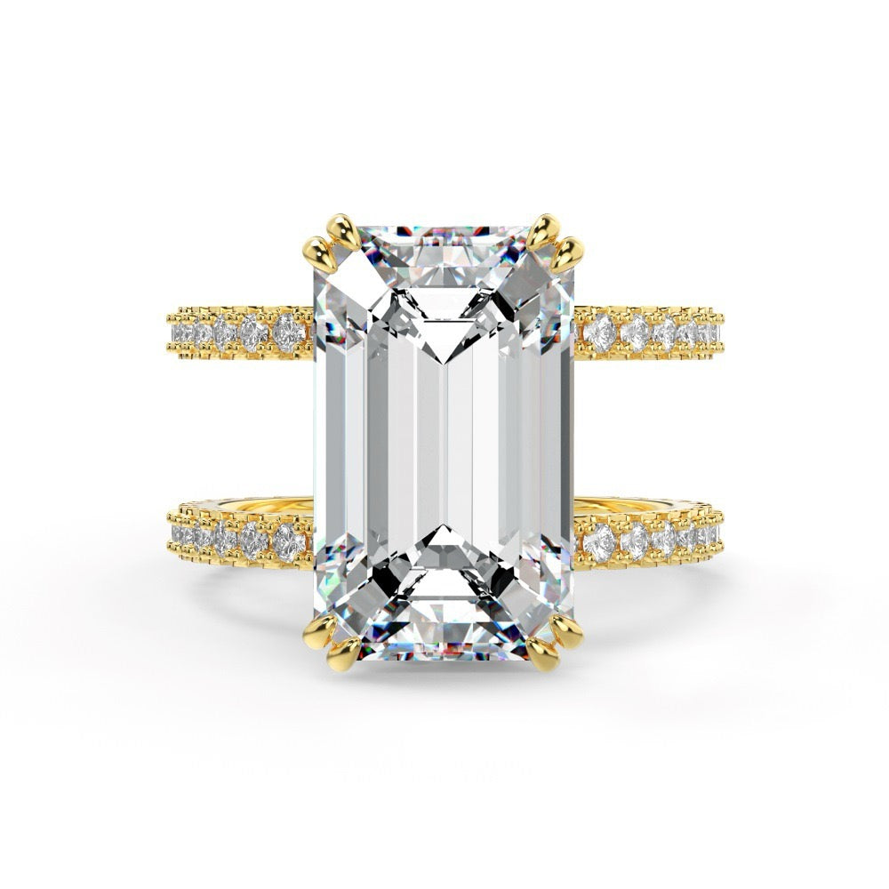 Coco zircon Engagement Ring Plated Gold Sterling Silver Emerald Cut