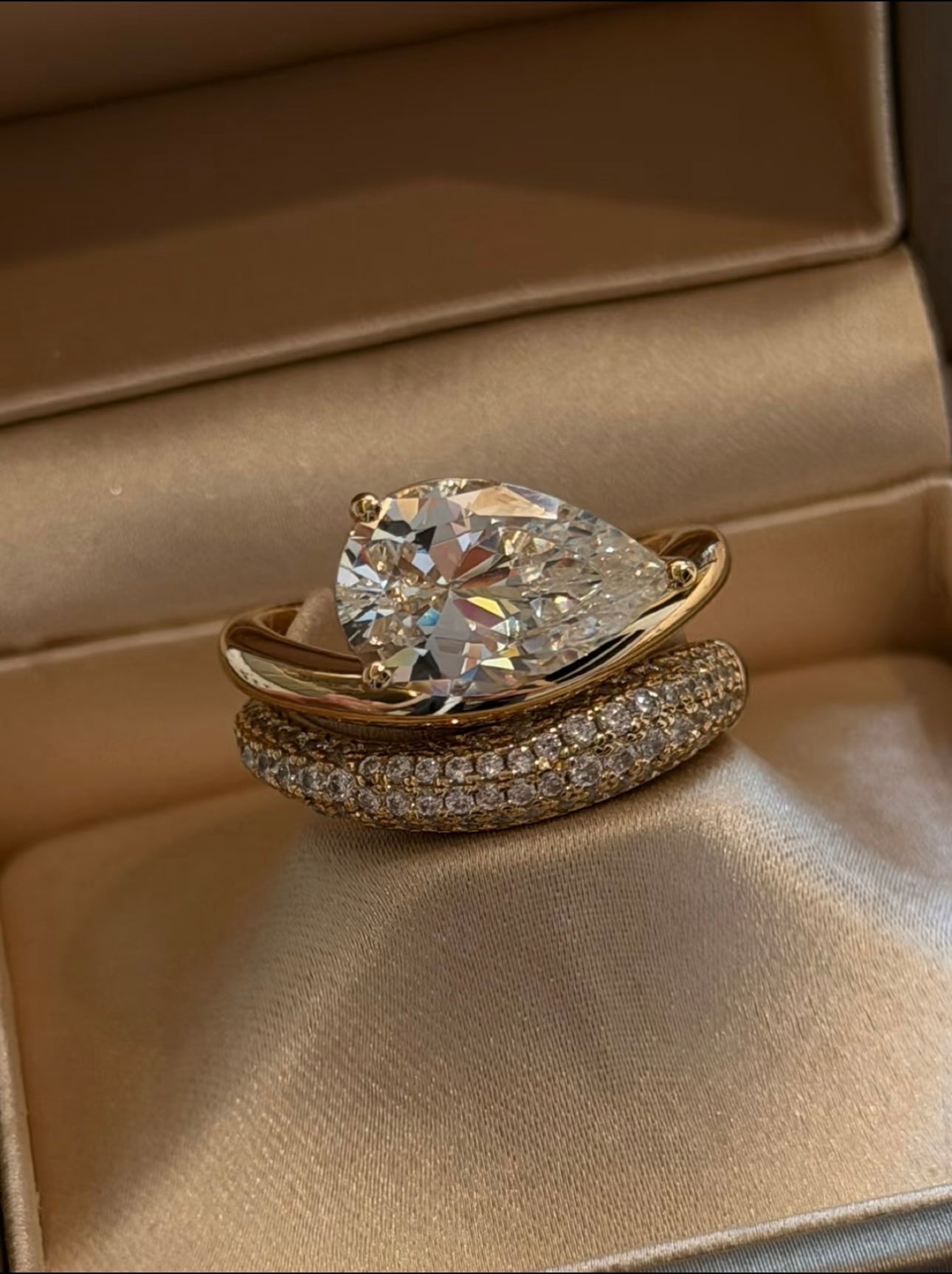 S925 Sterling Silver Pear-Shaped Zircon Ring Set for Mom, Elegant Stackable Jewelry GiftCarat Moissanite Ring for Women, GRA Certified, 925 Sterling Silver（副本）