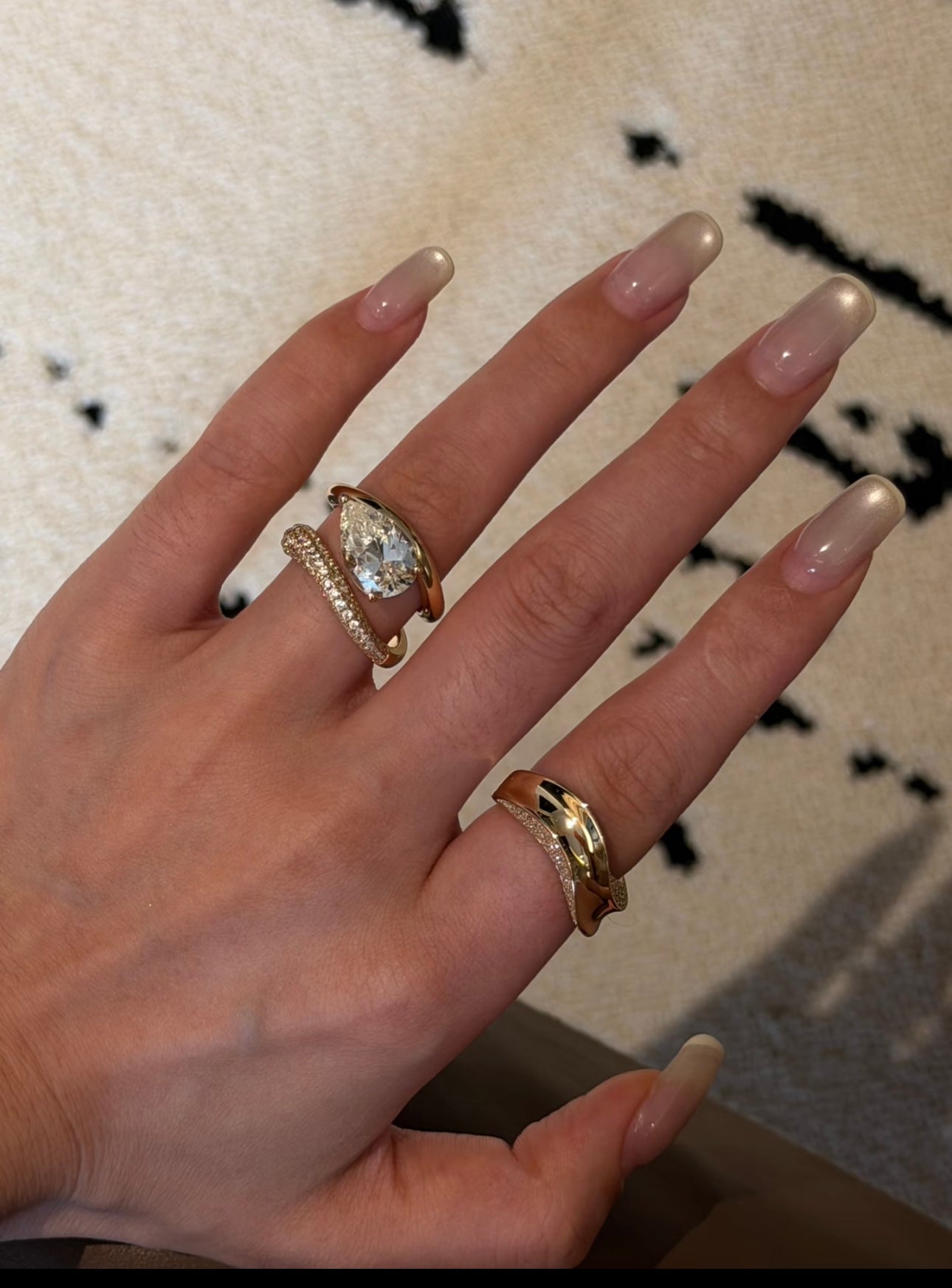 S925 Sterling Silver Pear-Shaped Zircon Ring Set for Mom, Elegant Stackable Jewelry GiftCarat Moissanite Ring for Women, GRA Certified, 925 Sterling Silver（副本）