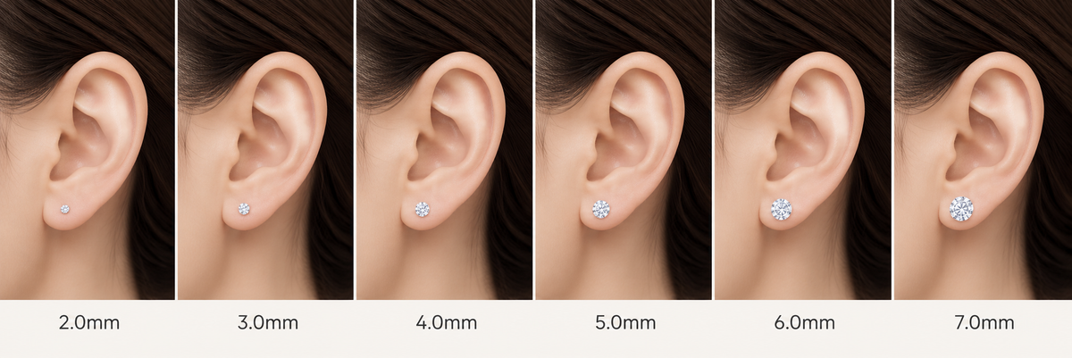 9K Solid Gold Heart Stud Earrings with Cubic Zirconia, Mom Gift
