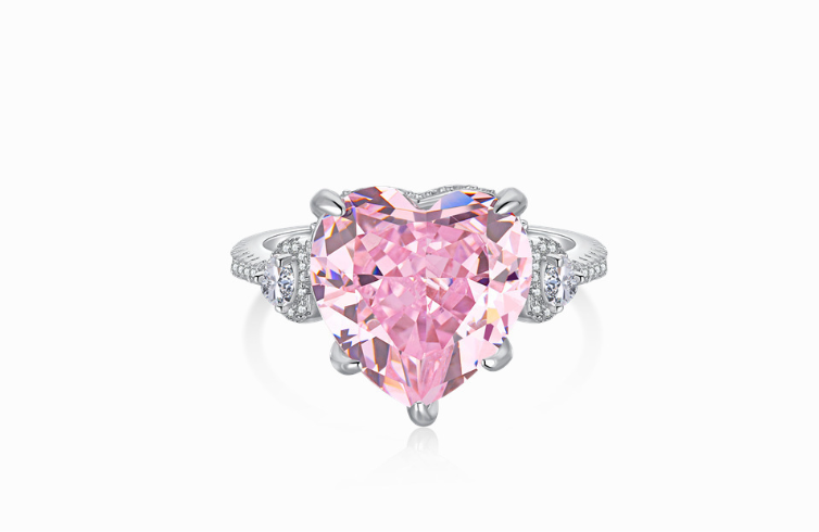 Coco zircon Engagement Pink Ring Plated Sterling Silver Heart Shape