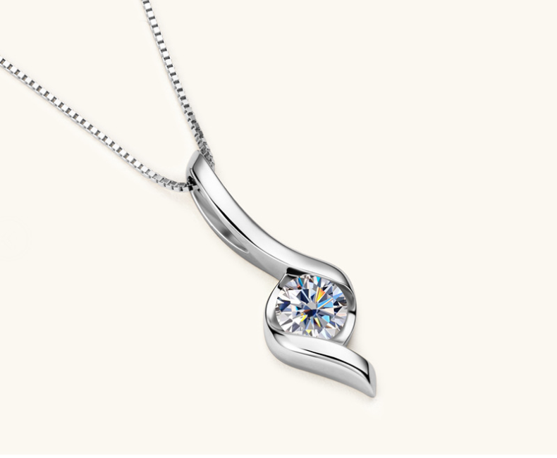 Custom GRA Moissanite Lab-Diamond Necklace Plated Gold 925 Silver For Women Daily Wear