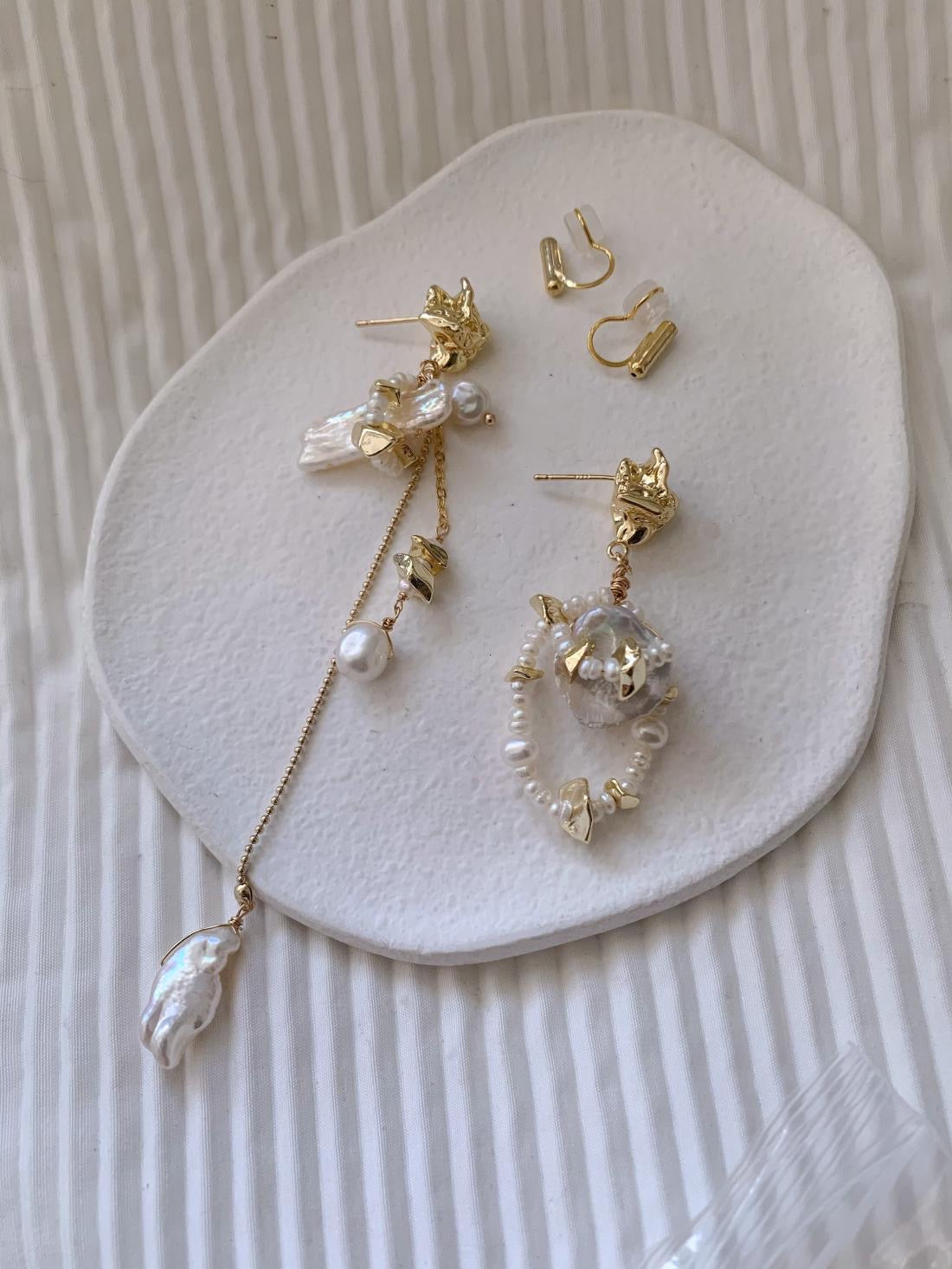 Baroque Luxury Dropping Flora Peal Earring Stud Gold Silver For Women Lady Daily Wear