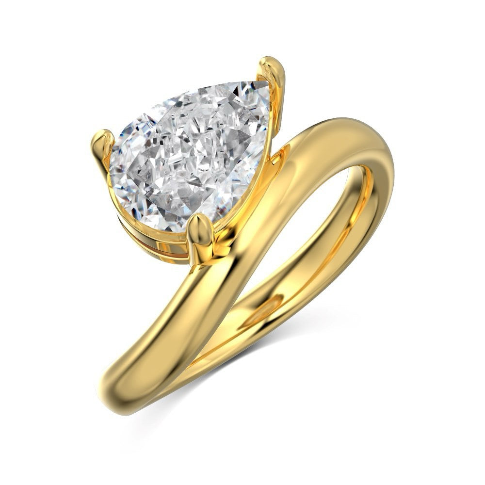 Coco zircon Engagement Ring Plated Gold Sterling Silver 2ct