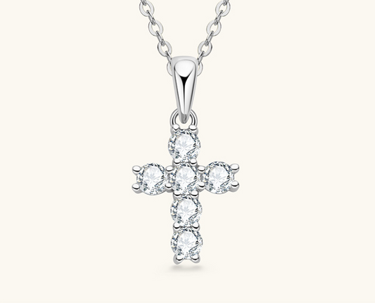 Custom GRA Moissanite Lab-Diamond Cross Hearts Chrome Necklace Plated Gold 925 Silver For Women Cushion Cut Daily Wear