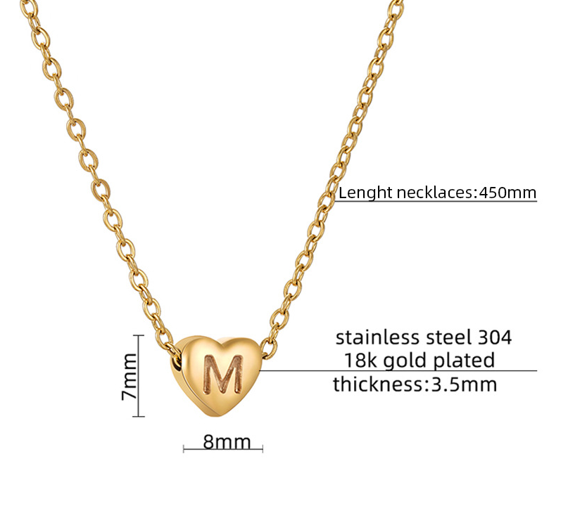 coco 18K Plated Gold Necklace Letter Heart For Women Daily Wear Waterproof AlhambraFour-leaf clover