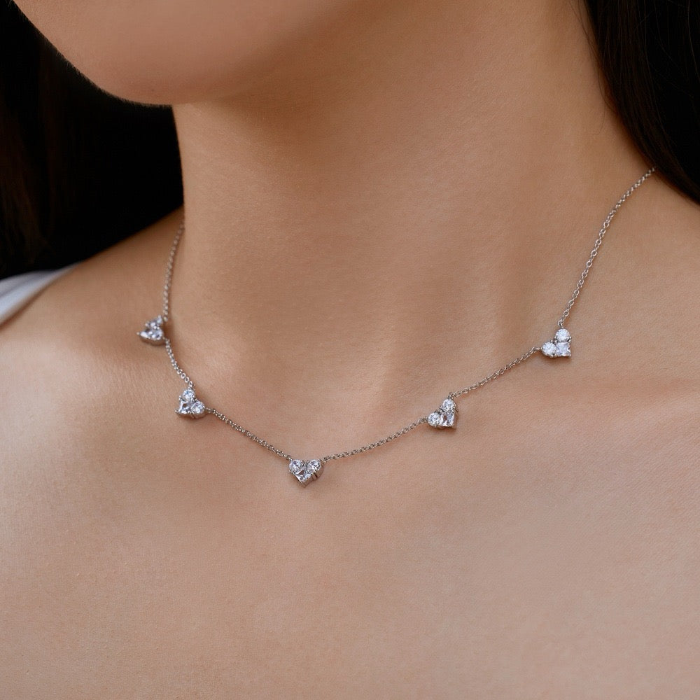 coco 18K Heart zircon Necklace Lucky For Women Daily Wear Waterproof AlhambraFour-leaf clover