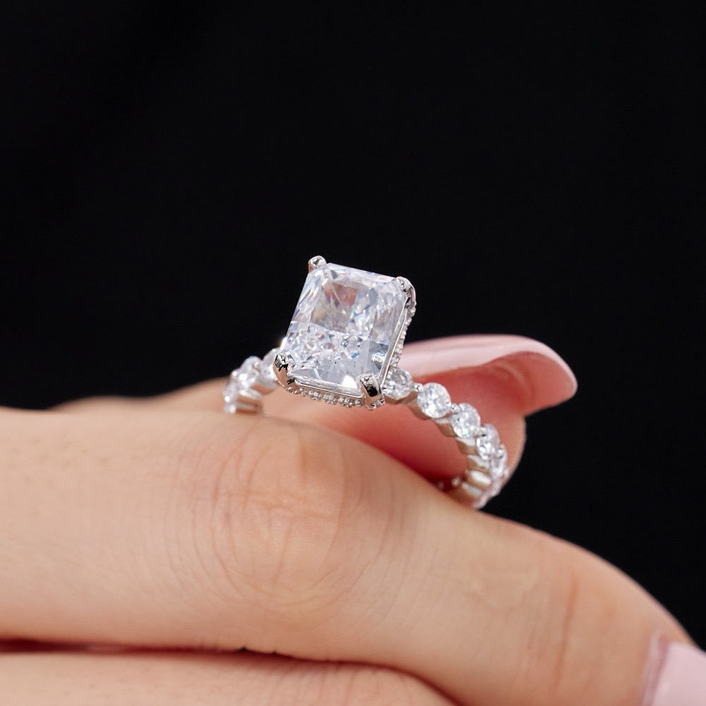 Coco zircon Engagement Wedding Ring Plated Gold Sterling Silver Lucky Rings Brithday Stone 4ct