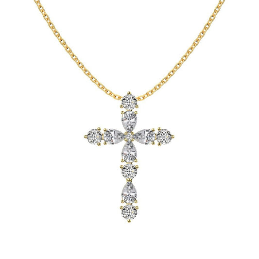 coco 18K Gold Silver Cross Necklace Lucky For Women Daily Wear Waterproof AlhambraFour-leaf clover