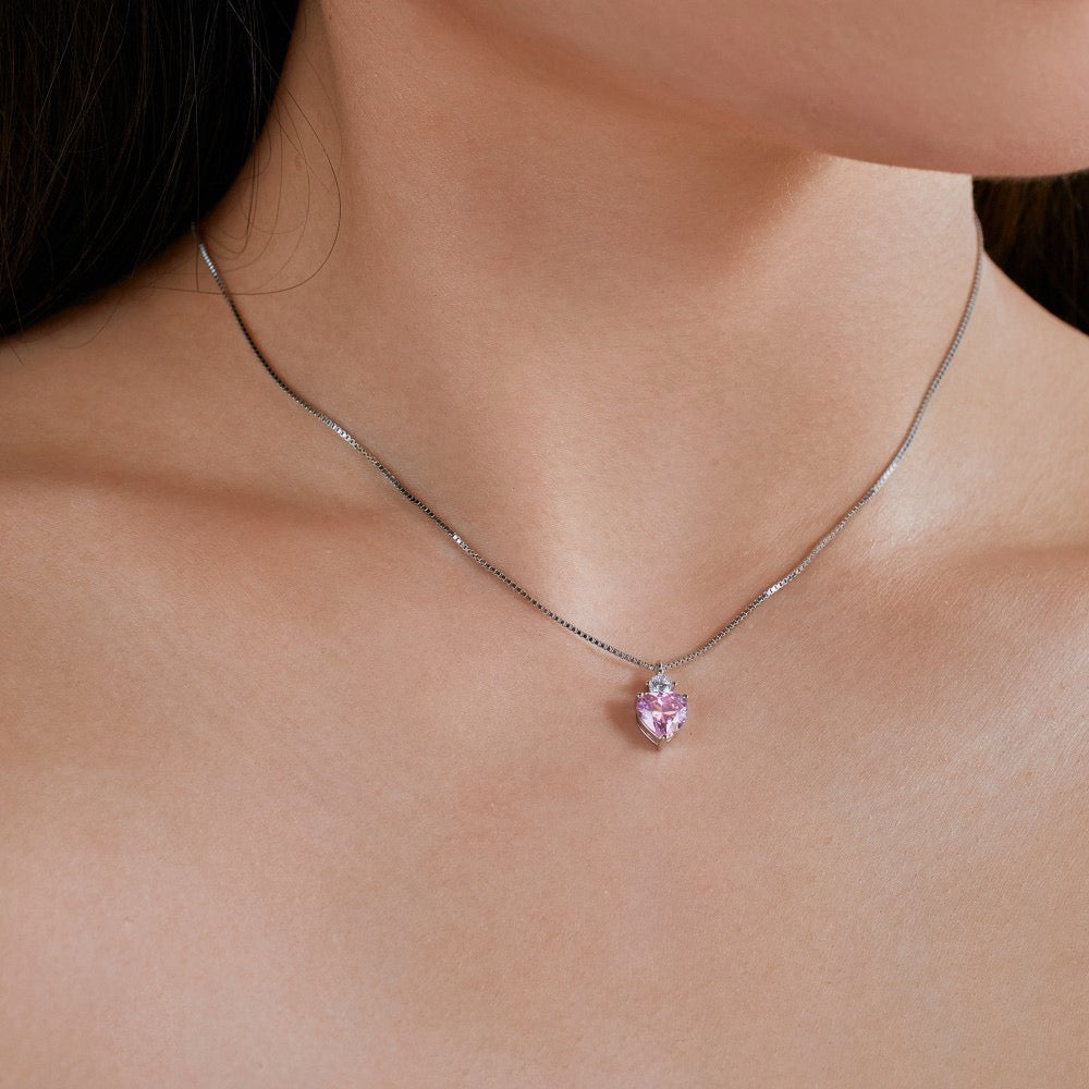 coco 18K Heart Pink zircon Necklace Lucky For Women Daily Wear Waterproof AlhambraFour-leaf clover