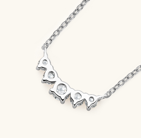 Custom GRA Moissanite Lab-Diamond Bezel Hearts Chrome Necklace Plated Gold 925 Silver For Women Cushion Cut Daily Wear