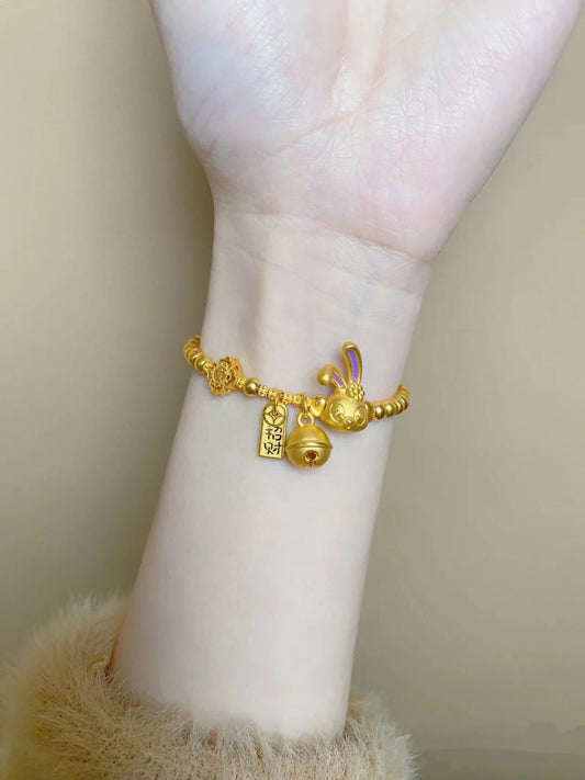 coco 18K Bracelet Bangle 18K Plated Gold Sterling Silver bunny