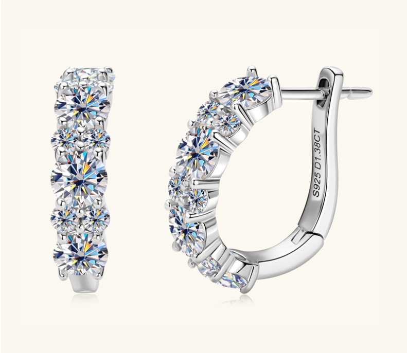 coco Custom GRA Moissanite Earring certificate Star Plated Gold Sterling Silver Dropping Hoop D VVS1 3EX Diamond