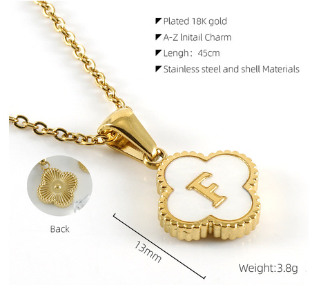 coco 18K Plated Gold Necklace Letter For Women Daily Wear Waterproof AlhambraFour-leaf clover