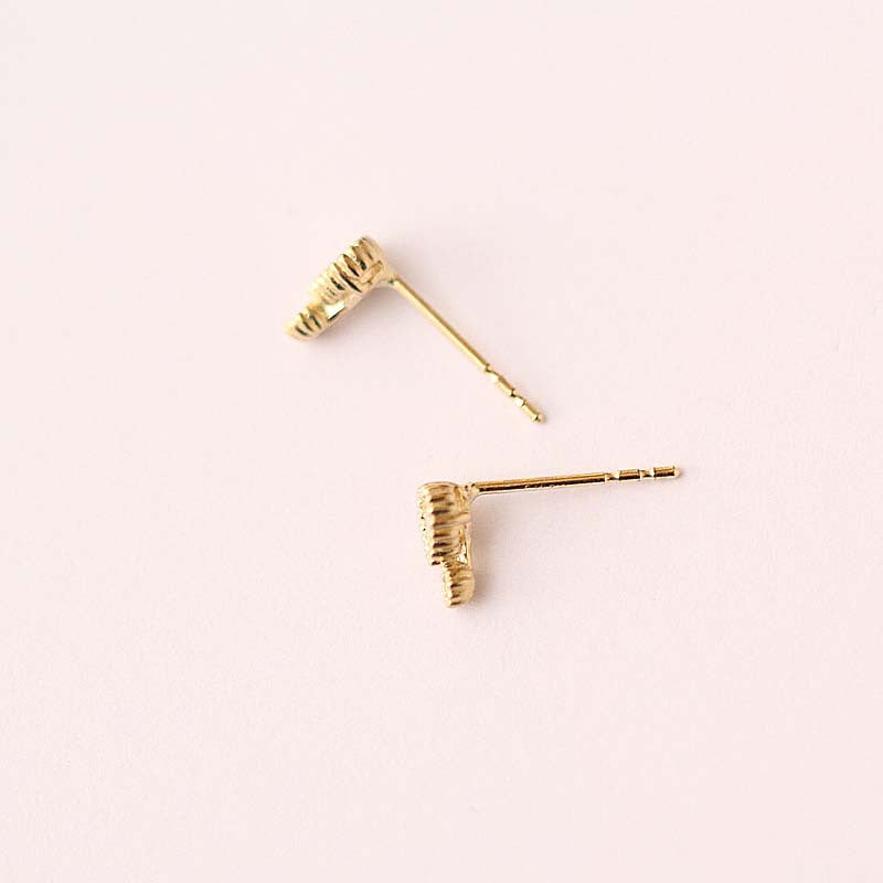 9K Solid Gold Heart Stud Earrings with Cubic Zirconia, Mom Gift