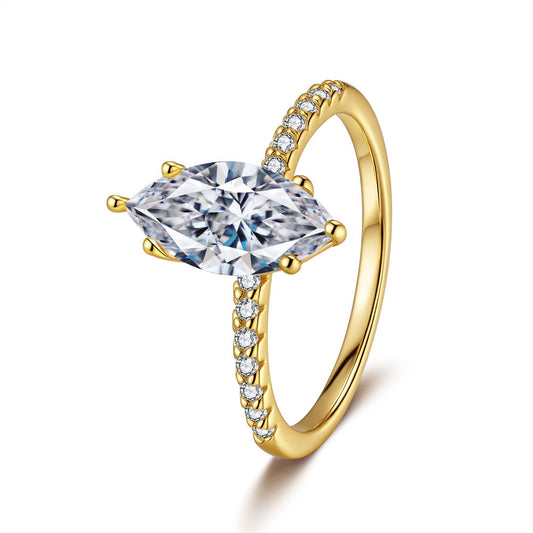 2 Carat Marquise Cut Moissanite Ring for Mom, GRA Certified Gift