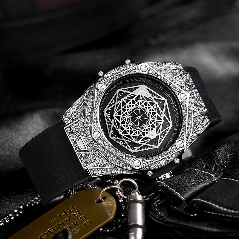 Luxury Sport Watches Waterproof Automatic Mechanical Wristwatch Y2K Black Diamond-look like