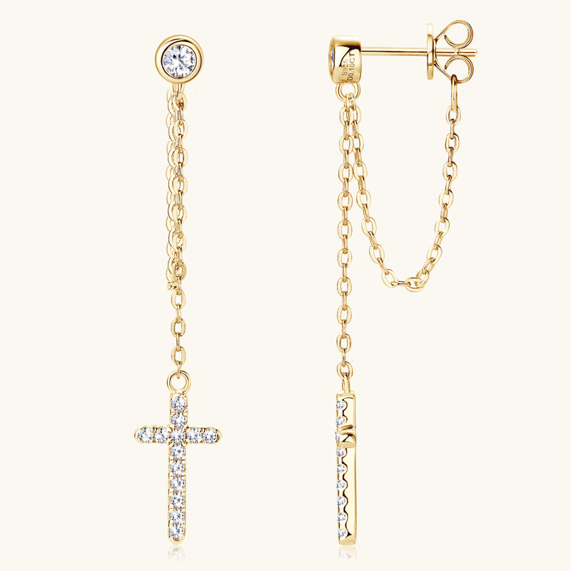 coco Custom GRA Moissanite Earring Cross certificate Plated Gold Sterling Silver Dropping Hoop D VVS1 3EX Diamond