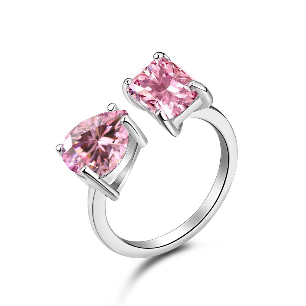 Coco zircon Engagement Pink Ring Plated Sterling Silver Heart shape Cut