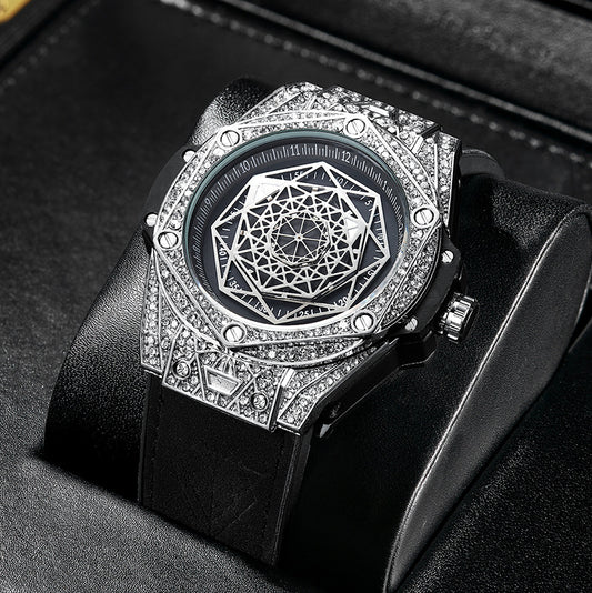 Luxury Sport Watches Waterproof Automatic Mechanical Wristwatch Y2K Black Diamond-look like