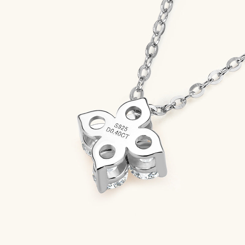 Custom GRA Moissanite Lab-Diamond Alhambra Necklace Plated Gold 925 Silver For Women Cushion Cut Daily Wear