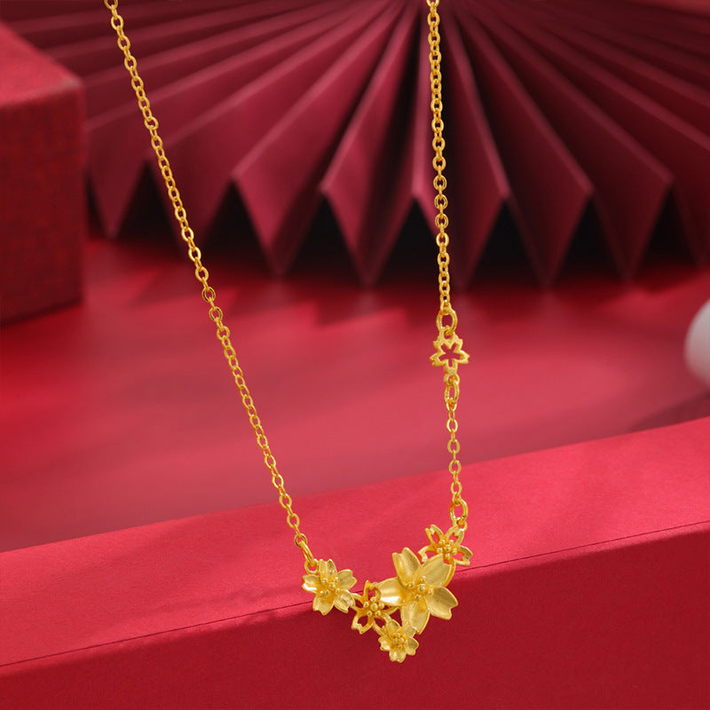 coco 18K Plated Gold Lucky Necklace Lucky For Women Daily Wear Waterproof Flower