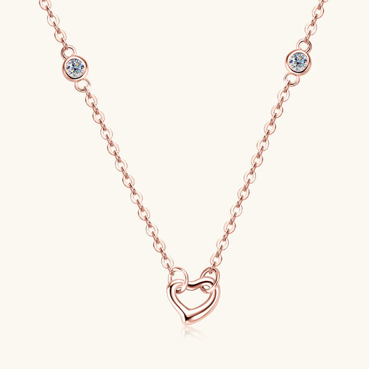 Custom GRA Moissanite Lab-Diamond Bezel Hearts Chrome Necklace Rose Gold 925 Silver For Women Cushion Cut Daily Wear