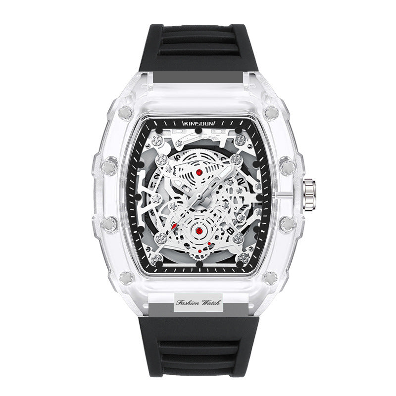 Luxury Sport Watches Waterproof Automatic Mechanical Wristwatch Y2K White Clear Diamond-look like