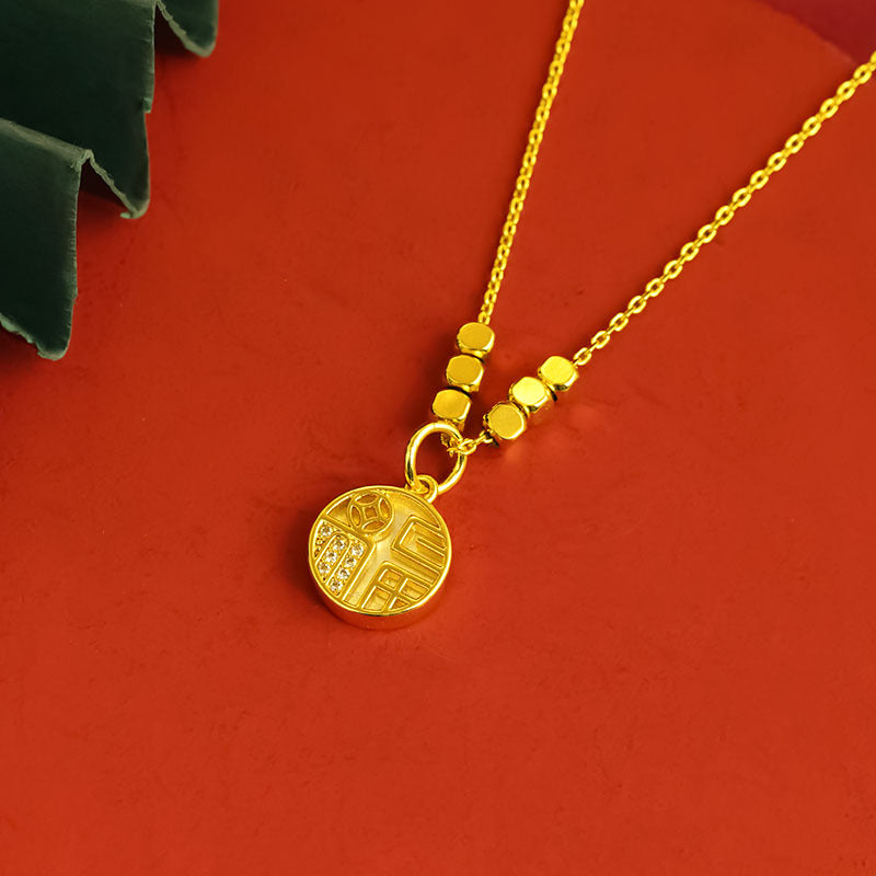 coco 18K Plated Gold Lucky Necklace Lucky For Women Daily Wear Waterproof