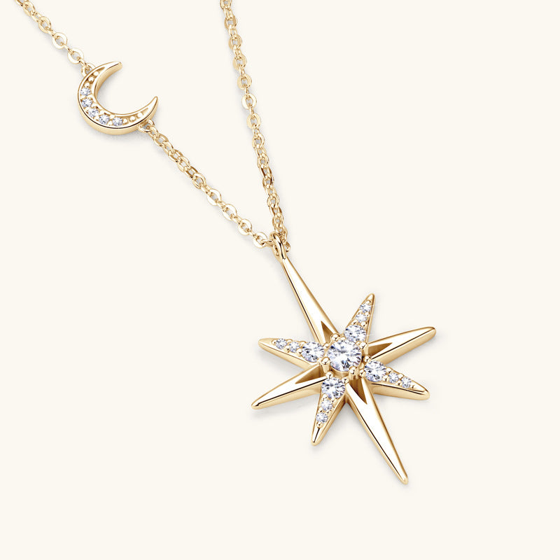 Custom GRA Moissanite Lab-Diamond Star Necklace Plated Gold 925 Silver For Women Cushion Cut Daily Wear