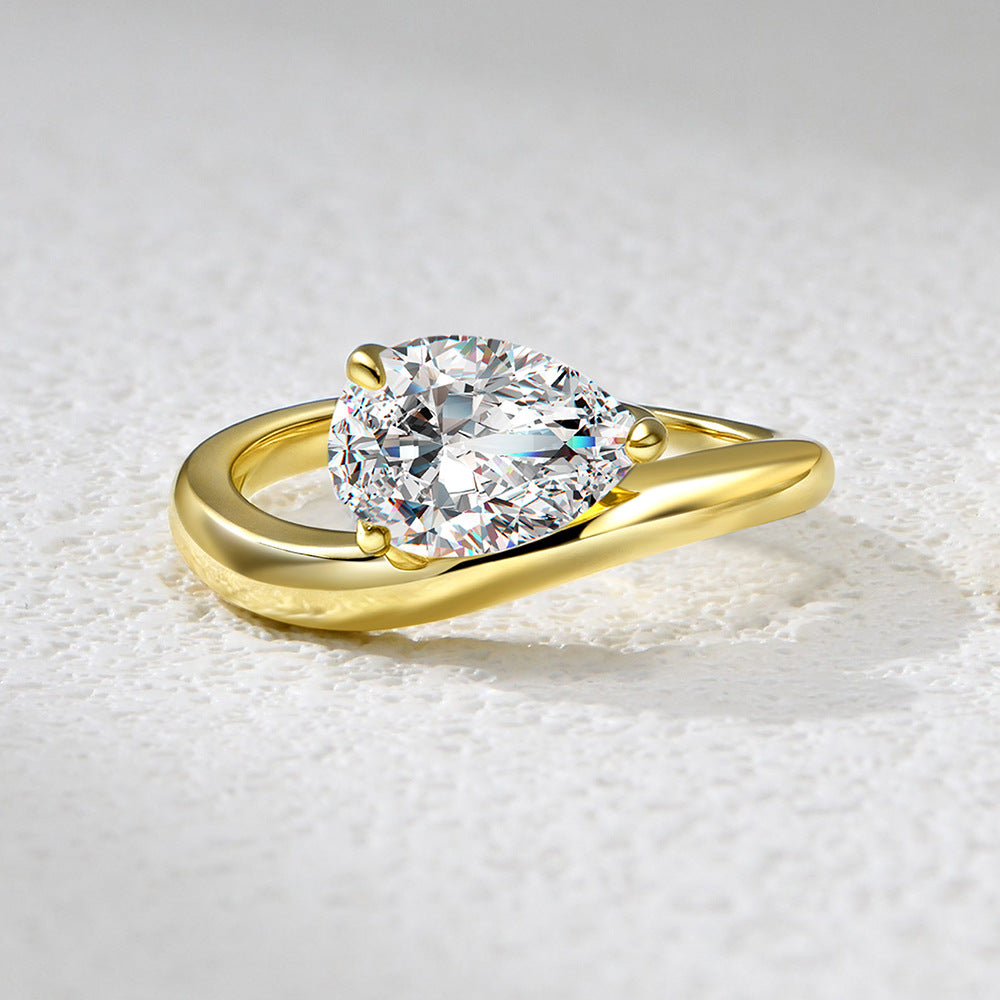 S925 Sterling Silver Pear-Shaped Zircon Ring Set for Mom, Elegant Stackable Jewelry GiftCarat Moissanite Ring for Women, GRA Certified, 925 Sterling Silver（副本）