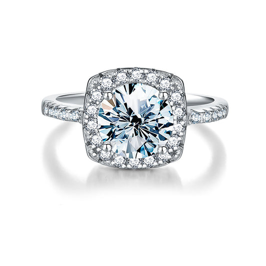 1 Carat / 2 Carat / 3 Carat Halo Moissanite Ring for Women – D Color VVS1 Round Cut, 925 Sterling Silver Engagement Ring