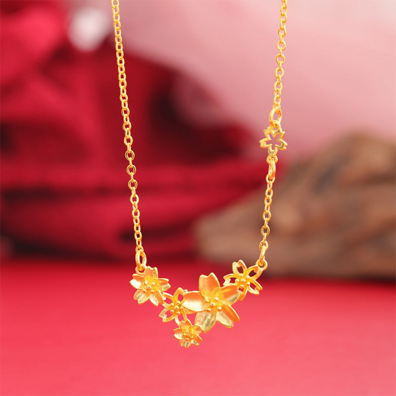 coco 18K Plated Gold Lucky Necklace Lucky For Women Daily Wear Waterproof Flower