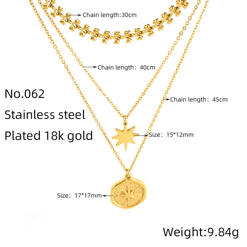 coco 18K Plated Gold Necklace Heart For Women Daily Wear Waterproof AlhambraFour-leaf clover