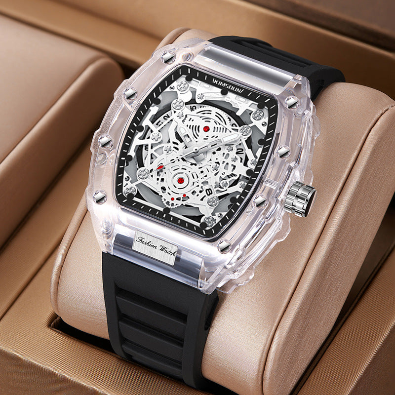 Luxury Sport Watches Waterproof Automatic Mechanical Wristwatch Y2K White Clear Diamond-look like