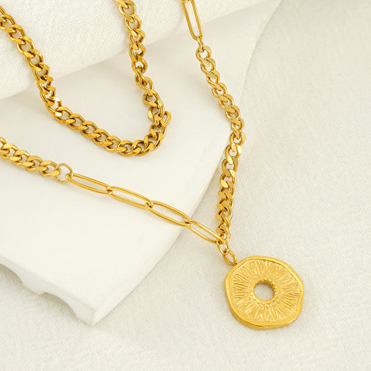 coco 18K Plated Gold Necklace Heart For Women Daily Wear Waterproof AlhambraFour-leaf clover