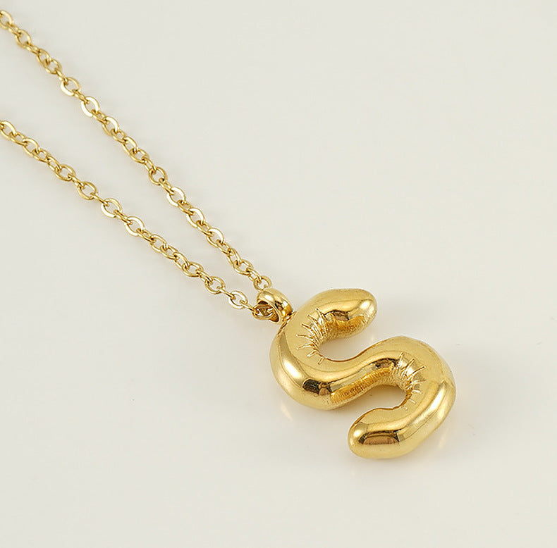 coco 18K Plated Gold Necklace Letter Heart For Women Daily Wear Waterproof AlhambraFour-leaf clover
