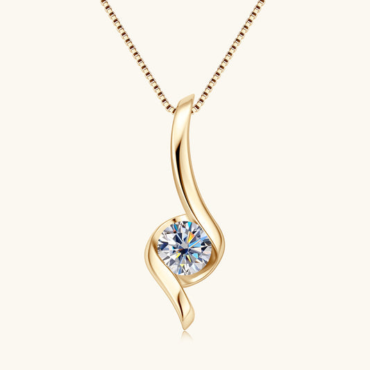 Custom GRA Moissanite Lab-Diamond Necklace Plated Gold 925 Silver For Women Daily Wear