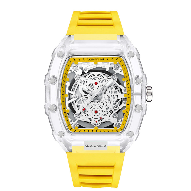 Luxury Sport Watches Waterproof Automatic Mechanical Wristwatch Y2K White Clear Diamond-look like