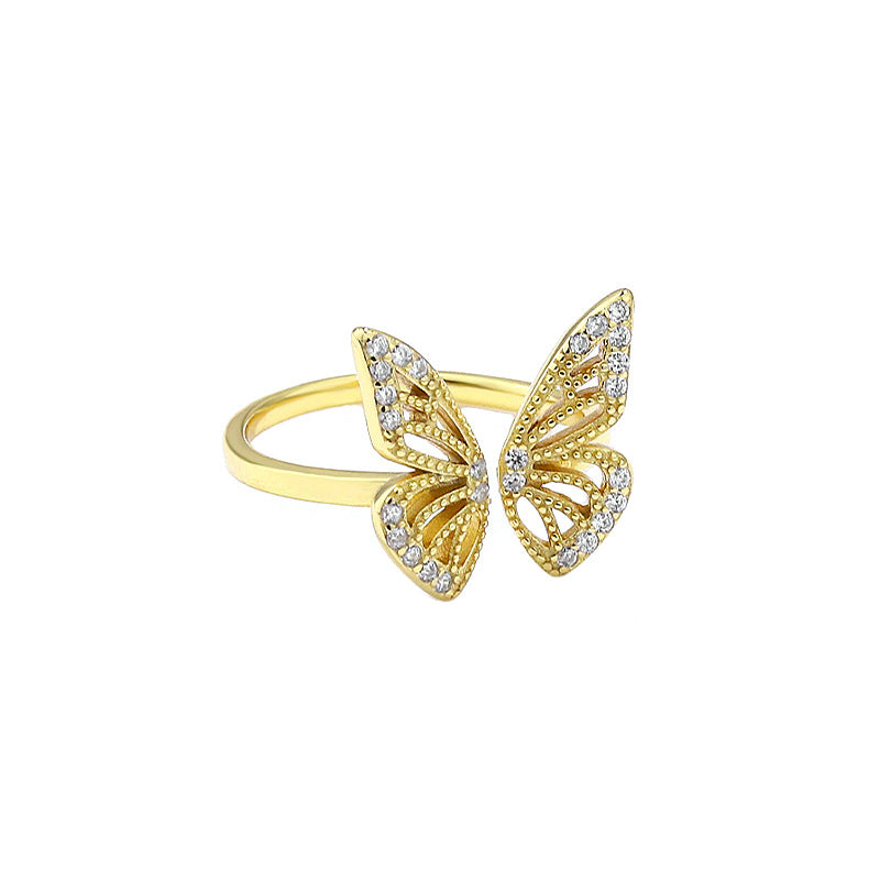 Coco 18K Silver Engagement Wedding Ring Sterling Silver Lucky Rings butterfly