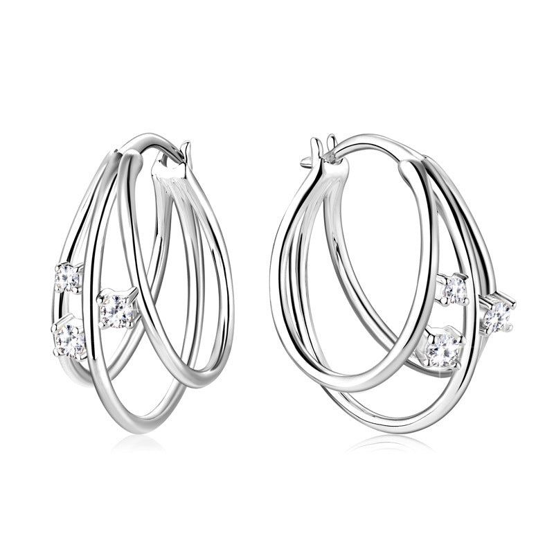 Custom GRA Moissanite Earring certificate Plated Gold Sterling Silver Dropping Hoop D VVS1 3EX