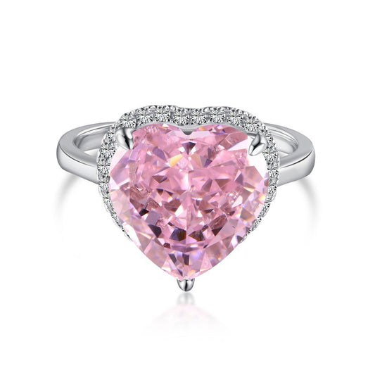 Coco zircon Engagement Pink Ring Plated Sterling Silver Heart Shape