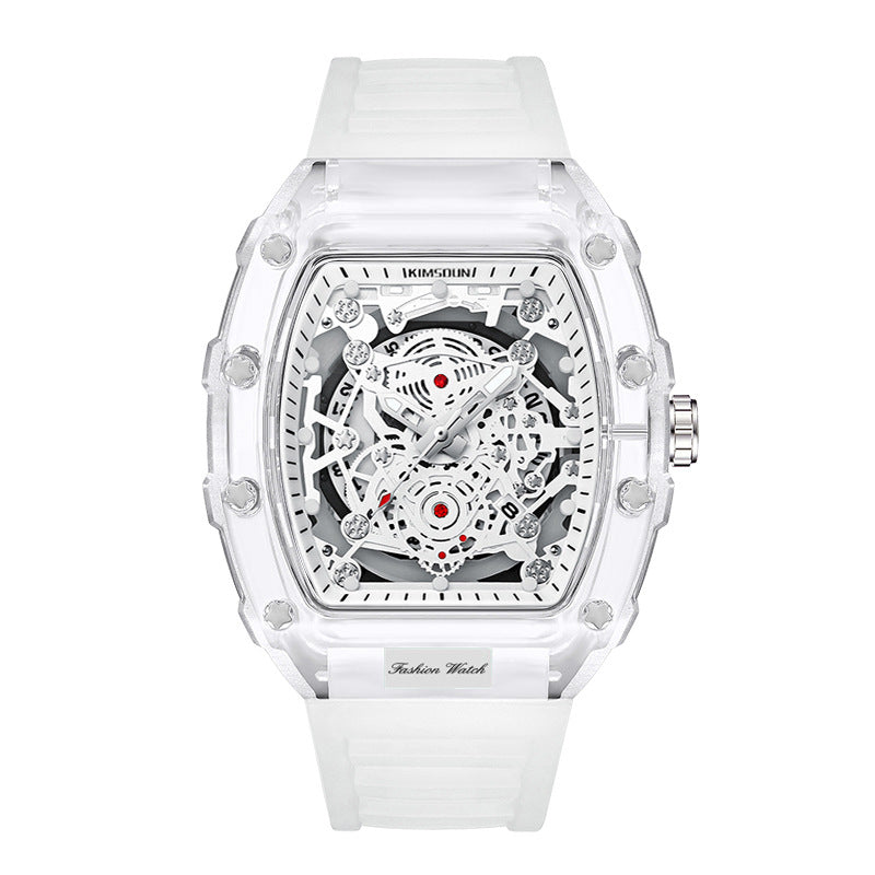 Luxury Sport Watches Waterproof Automatic Mechanical Wristwatch Y2K White Clear Diamond-look like