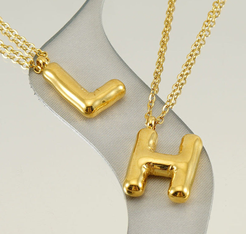 coco 18K Plated Gold Necklace Letter Heart For Women Daily Wear Waterproof AlhambraFour-leaf clover