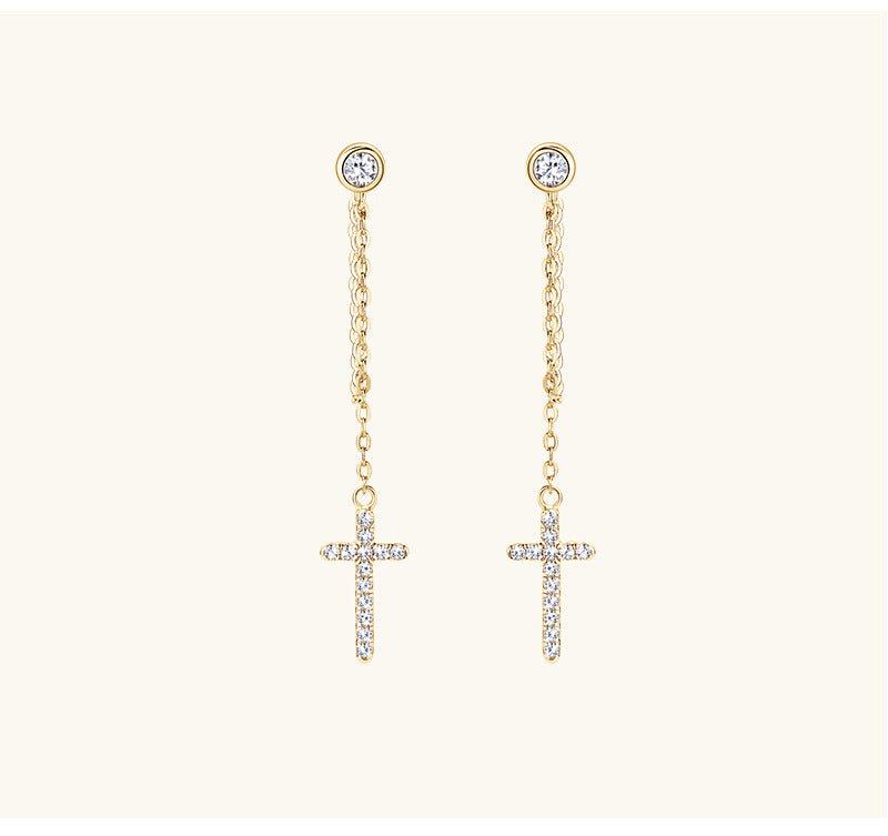 coco Custom GRA Moissanite Earring Cross certificate Plated Gold Sterling Silver Dropping Hoop D VVS1 3EX Diamond