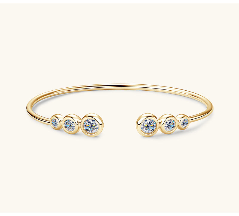 coco Custom GRA Moissanite Bracelet Bangle certificate Plated Gold Sterling Silver D VVS1 3EX Diamond