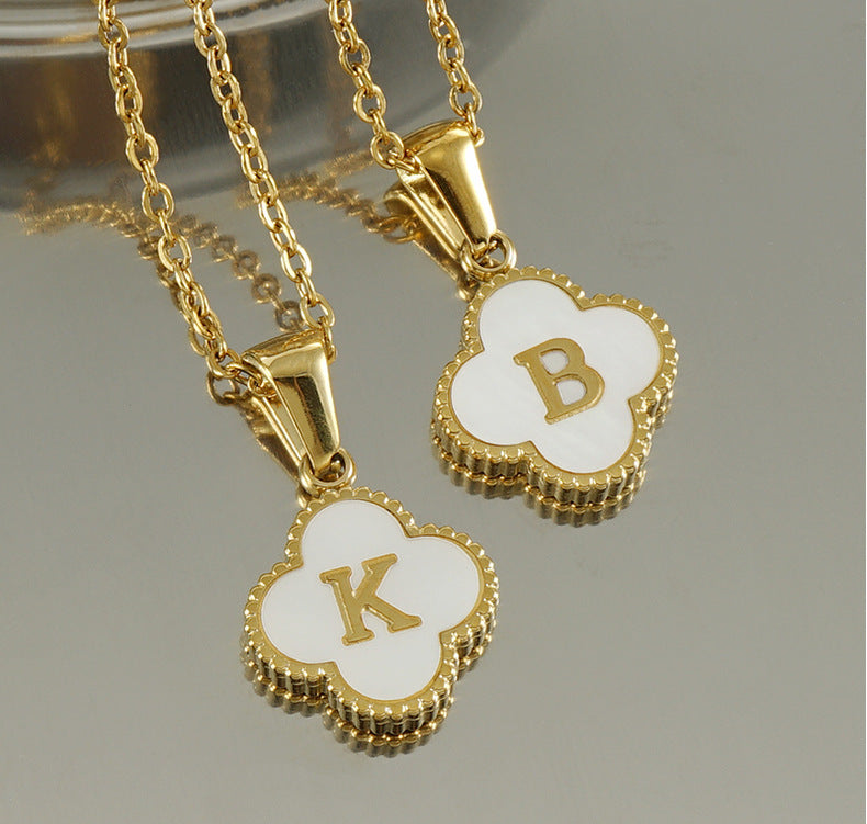 coco 18K Plated Gold Necklace Letter For Women Daily Wear Waterproof AlhambraFour-leaf clover