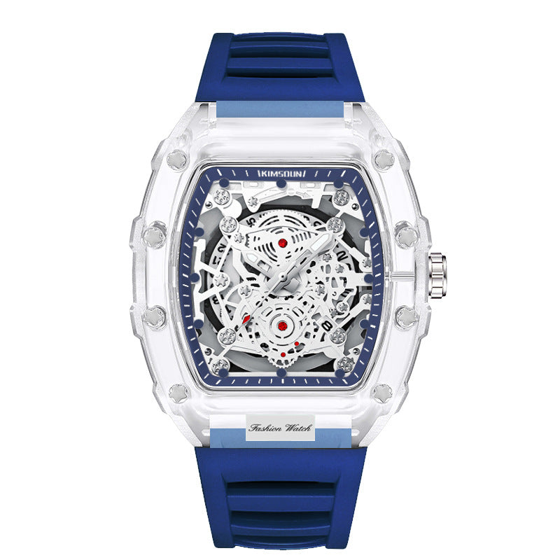 Luxury Sport Watches Waterproof Automatic Mechanical Wristwatch Y2K White Clear Diamond-look like